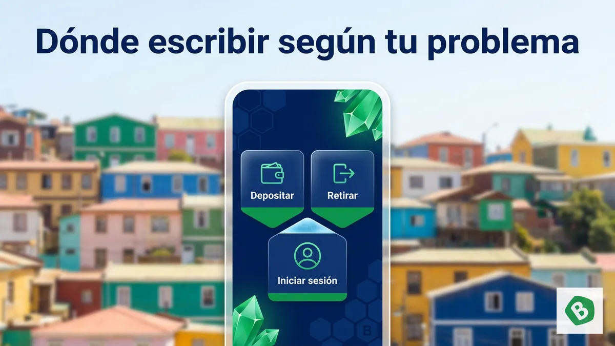 Pantalla de ayuda con opciones de depósito, retiro y cuenta en Bumbet