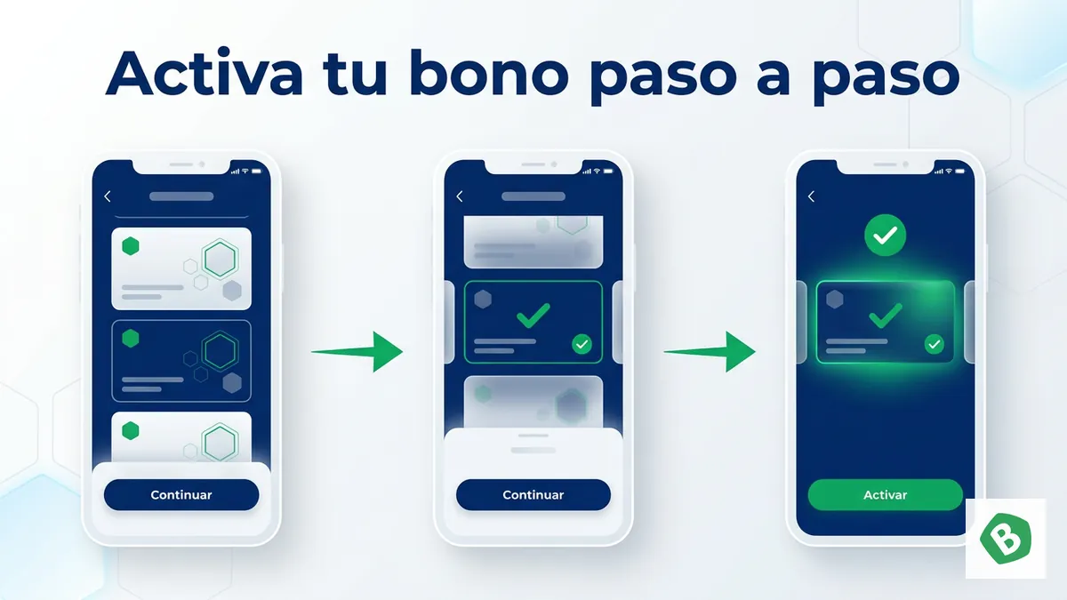 Secuencia de pantallas que muestra cómo activar el bono en Bumbet paso a paso
